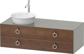 Duravit White Tulip Konsolenwaschtischunterbau wandhängend Amerikanischer Nussbaum & Stein Grau Matt WT4992L7792