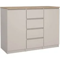 Home affaire Kommode Naia, Sideboard, 4 Schubladen, 2 Türen, Aufbewahrung, grifflose Front, Mit Einlegeböden, modern, skandinavisches Design, in mehrere Farben