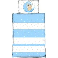 One Home Babybettwäsche Teddy Bären, Mikrofaser, 2 teilig, Mond und Sterne für Jungen, Kinder und Babybetten geeignet