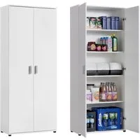 Home Collective Mehrzweckschrank 75 cm breit mit Einlegeböden 75x35x184 cm (BxTxH) Weiß mit 2 Türen & 4 Einlegeböden