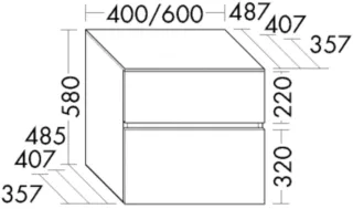 Burgbad Unterschrank Lin20 Melamin 580x600x407 Basaltgrau Matt, USIT060F5352 USIT060F5352