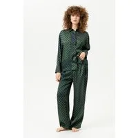 Mey Schlafanzug Mey Anzug lang Serie Greenline Tie mit Print (2 tlg) Luxuriöser Satin-Pyjama aus softer Viscose