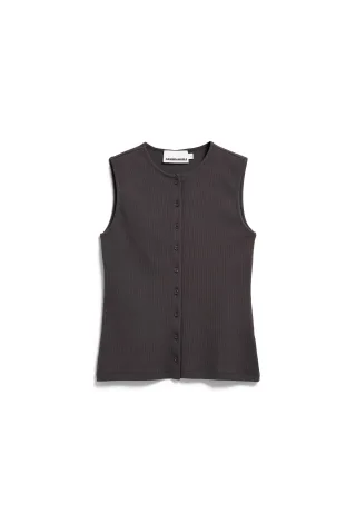 Armedangels - RIB BUTTON TOP dark steel - Gr. - XS