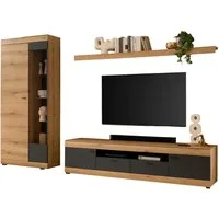 Home affaire Wohnwand Soleto, zeitlose Anbauwand, Komplettset im modernen Stil, (Komplett-Set, 3-St), enthält Vitrine, Lowboard und Wandboard