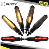 Area1 Blinker Motorrad LED Blinker E-geprüft mit Lauflicht & Bremsleuchte, M8