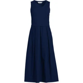 Ausgestelltes ärmelloses Midikleid für Damen, Damen, size: regular, Blau, Baumwolle/Baumwoll-Mischung, by Lands' End