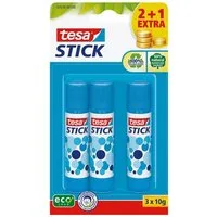 tesa Klebestift Stick ecoLogo®, (3-tlg), 3er Set, Steckkappe mit Rollstopp, 3x 10 g