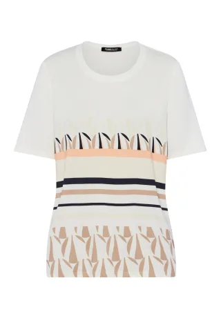 FRANK WALDER - Shirt COFFEE LOUNGE mit Streifenprint peach/affogato/ecru - Gr. - 40