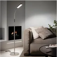 tectake Stehlampe Wohnzimmerlampe Prisma LED, 5 Lichtmodi, 12 W, dimmbar, LED, Moderne Stehlampe mit Schwanenhals für präzise Lichtausrichtung