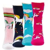 Wowerat ABS-Socken 3 Paar Kinder Stoppersocken Einhorn, Vollfrottee ABS Kindersöckchen