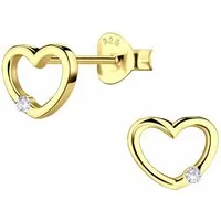 ALEXANDER YORK Paar Ohrstecker HERZ cut-out Design in Gold mit Zirkonia, 2-tlg., 925 Sterling Silber