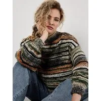 Apricot Rundhalspullover Streifenpullover in kuscheliger Ware