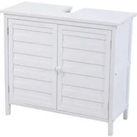 SVITA Waschbeckenunterschrank BAMBUS Breite 67 cm, Badezimmerschrank, Bambus, Weiß