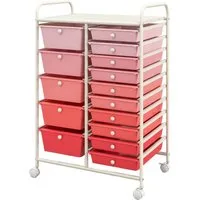COSTWAY Rollcontainer, Bürocontainer mit 15 stapelbaren Schubladen & Rollen