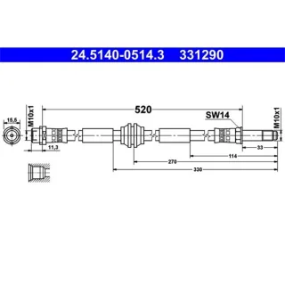 ATE Bremsschlauch vorne VW Multivan Transporter T5 T6