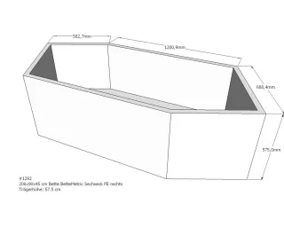 Neuesbad Wannenträger für Bette Metric 6840 206x90 6-Eck asym. SW13648