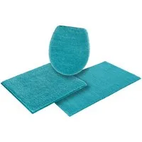 OTTO home Badematte Vanessa, Badvorleger, Badezimmer Teppich, Höhe 10 mm, rutschhemmend beschichtet, schnell trocknend, strapazierfähig, fußbodenheizungsgeeignet, Polyester, rechteckig, 3-tlg. Hänge-WC Set, Badteppich, weiche Haptik, unifarben