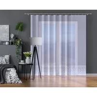 QBTEXTIL Gardine 34796 Zick Zack Muster, halbtransparent, Jacquard-Stoff, Kräuselband