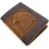 JOCKEY CLUB Mini Geldbörse kleines echt Leder Portemonnaie mit RFID Schutz, 3D geprägter, majestätischer Adler