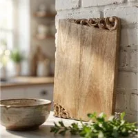 Antikas Wanddekoobjekt Schneidebrett Holz rechteckig natur, geschnitzt hochwertig, L.36 cm