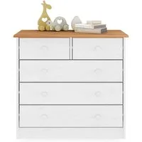IDIMEX Kommode RONDO, Kommode Anrichte Sideboard mit 5 Schubladen Kiefer massiv lackiert in
