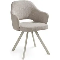 Home4You Polsterstuhl, Grau, Sandgrau matt, Polyester, Metallgestell, 180 Grad drehbar mit Rückholfunktion, B 58 x H 83 x T 61 cm