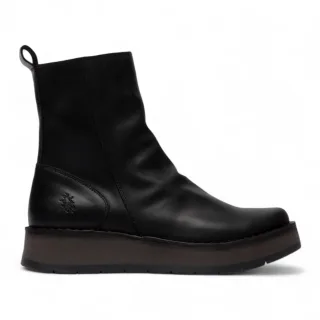 Fly London Damen RENO053FLY Bequeme Ankle Boots aus Leder mit Reißverschluss und Plateausohle, Schwarz