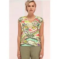 bianca Kurzarmshirt JULIE mit trendigem Allover-Dessin in Sommerfarben