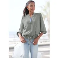 LASCANA Blouson aus leicht glänzender Satinqualität mit Reißverschluss und Taschen Leichte Jacke mit Tunnelzug, luftige Blousonjacke ohne Futter, casual