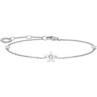 THOMAS SABO Armband Stern mit weißen Steinen und weißer Kaltemaille, mit Zirkonia (synth) und Emaille