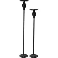 Dekoleidenschaft Kerzenständer "Antique" Metall, schwarz, Kerzenhalter 60 + 69 cm hoch, Kerzensäule (2 St., im Set), Kerzenleuchter für Stumpenkerzen