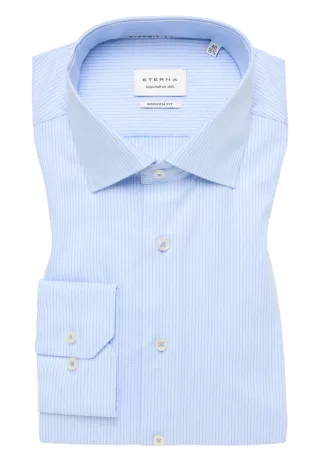 ETERNA - Modern Fit: Hemd mit Fischgräten Muster blau - Gr. - 41