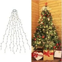 Salcar LED-Lichterkette LED Lichterkette Weihnachtsbaum mit Ring weihnachtsbaumbeleuchtung, 9 Modi / 1,5m 8 Girlanden für 90cm - 150cm Tannenbaum