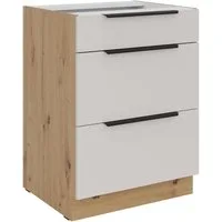 Küchen-Preisbombe Auszugsunterschrank 60 cm Küche SOLANO Kaschmir beige Vollauszug Soft-Close Küchenzeile