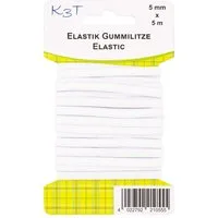 TSI Gummiband Elastik-Gummilitze, 5mm x 5m auf Karte, weiß