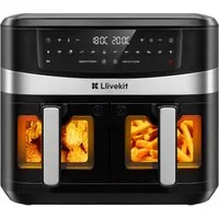 LLIVEKIT Heißluftfritteuse, 2800 W, 2 Kammern, Dual Blaze Airfryer 12 in 1, mit Spießhalter