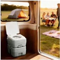 HOMCOM Campingtoilette 20L Autotoilette max. Tragkraft bis 147 kg, (Reisetoilette, 1-St., Trockentrenntoilette), für Camping, Wandern, Reisen, Angeln Grau