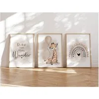 MeinBaby123® Poster Bilder Kinderzimmer, Poster Kinderzimmer Deko, Babyzimmer Deko, Spruch Wandbilder,  Boho,  Tiere