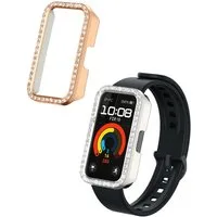 kwmobile Smartwatch-Armband 2x Kunststoff Hülle für Huawei Band 9 / Band 8, Schutzrahmen - Glitzer Schutzhülle in Silber Rosegold