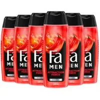FA Duschgel 6x Fa Men 2in1 Körper & Haar Duschgel Attraction Force 250 ml, 6-tlg., mit erfrischendem Duft von Bergamotte & Limette