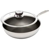 HENSSLERS Wok HENSSLERS Edelstahl Wok inkl. Glasdeckel, Ø 28 cm, Edelstahl (2-tlg), Wokpfanne für die asiatische Küche