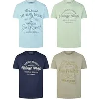 riverso T-Shirt Herren Printshirt RIVLeon Regular Fit (4-tlg) Kurzarm Tee Shirt mit Rundhalsausschnitt aus 100% Baumwolle
