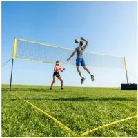 SPORTNOW Badmintonnetz mit höhenverstellbaren Stahlpfosten, Volleyball, Tragetasche (Badminton Set, 1-St., Volleyballnetz), für Indoor, Outdoor, Schwarz
