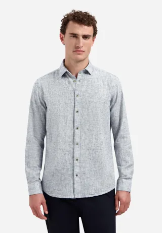 No Excess - Shirt Two Tone With Linen indigo blue - Gr. - XL