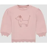 s.Oliver Sweatshirt Sweatshirt Sweatshirt mit Wellensaum und Glitzer-Stickerei