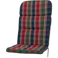 KETTtex Hochlehnerauflage Hochlehner Kreta 8699 rot-blau-grün kariert 120x50x7 cm KETTtex, (1 St), Halteband verstellbar mit Bindebändern