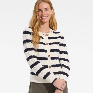 Zopfmuster-Cardigan DRIFTER mit Ballonärmeln für Damen in Petite-Größe, Damen, size: petite, Braun, Baumwolle, by Lands' End