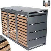 Apex Mülltonnenbox Mülltonnenbox 3-er 240L Mülltonnenverkleidung mit WPC Holzdielen 57091 (1 St)