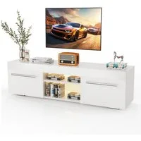 oyajia TV-Schrank Hochglanz TV-Schrank, 130cm Lowboard RGB-Beleuchtung mit 2 Schubladen (Moderne Unterhaltung TV-Board mit 2 offenes Regalfach, Viel Stauraum) TV-Schrank, Solide Schrank mit Griff, Fernsehschrank in wohnzimmer