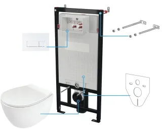 Neuesbad Serie 600 Wand-WC Set inkluisve Sitz + Spülkasten inklusive Betätigungsplatte weiss NB1CDLA6ZPW1